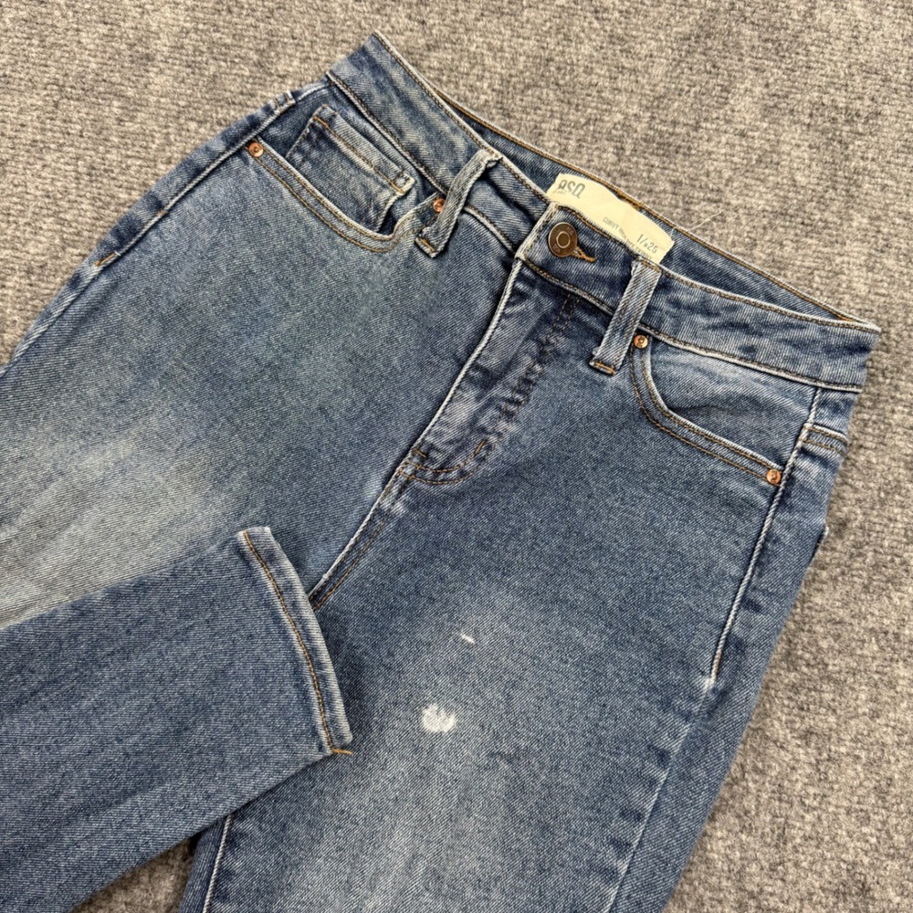 RSQ Curvy High Rise Skinny Jeans 1/25 Blue Distressed Denim Womens
